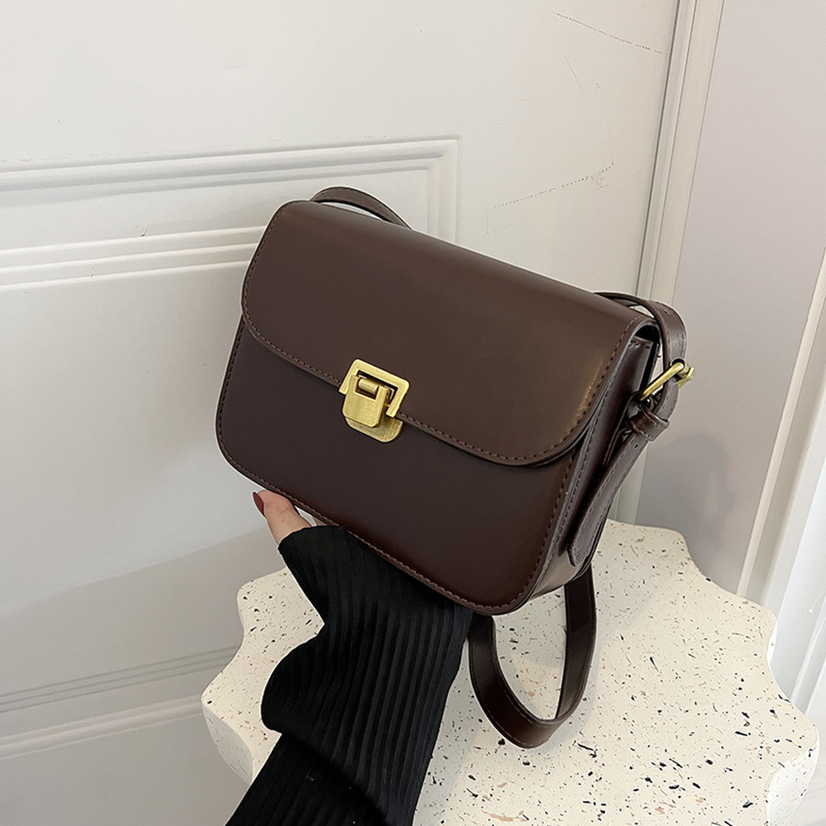 Structured Small Crossbody Bag with Flap and Slim Strap