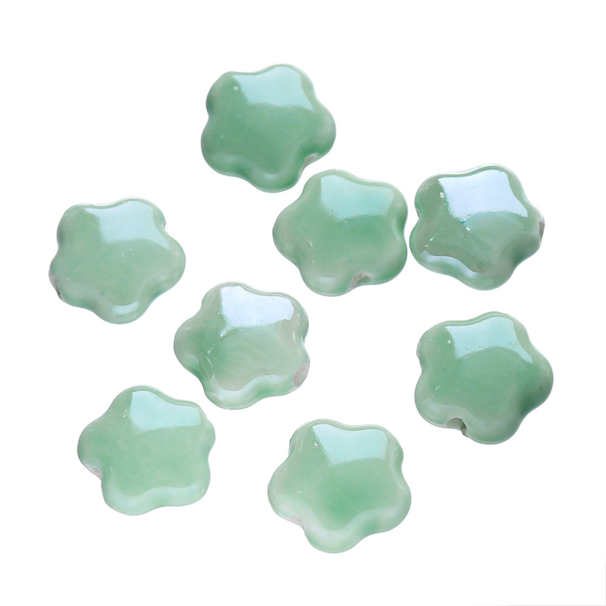 Five-Petal Ceramic Flower Beads for Jewelry Making, 10-Pack