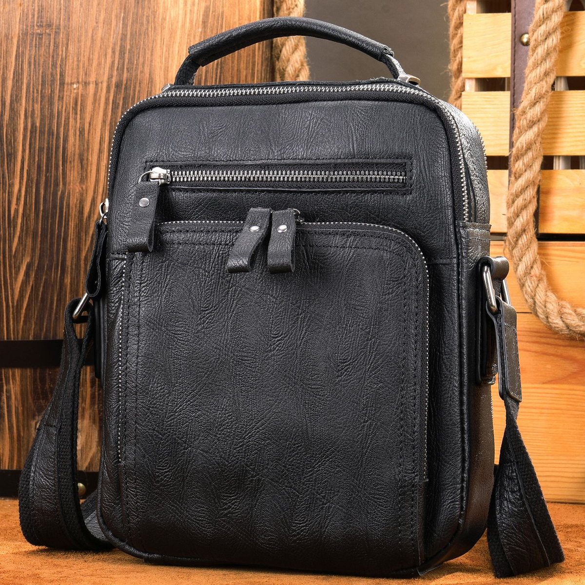 Multi-Zip Shoulder Messenger Bag for Everyday Carry, 25.5 cm