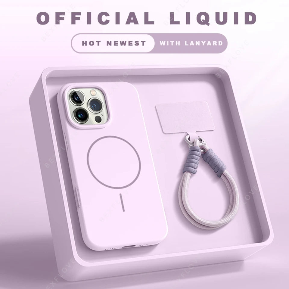 Magnetic Phone Case with Lanyard Strap - Compatible with iPhone 14/15/16