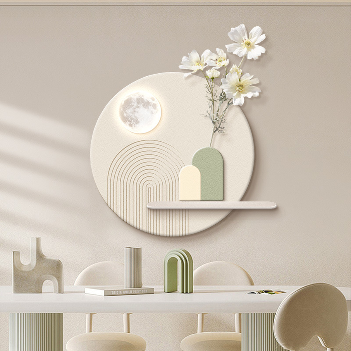 Sculptural Botanical Wall Art with Integrated Display Shelf