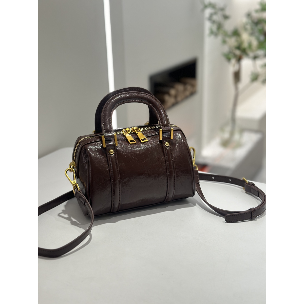 Boston Handbag with Shoulder Strap and Zip Closure in Seven Colors