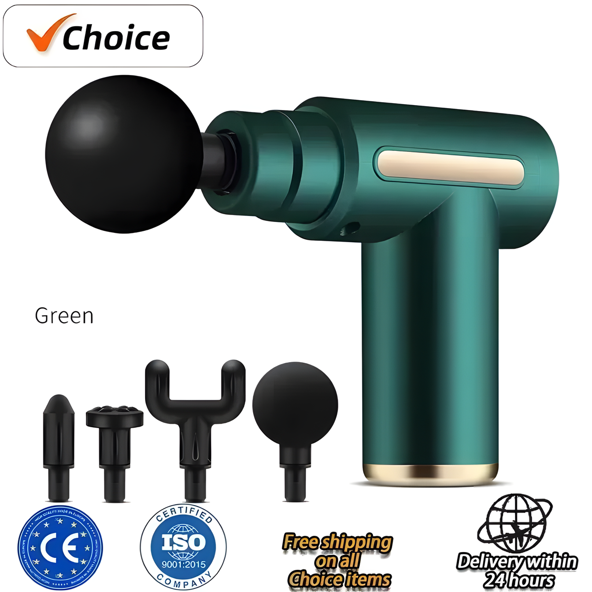 Portable Massage Gun Rechargeable with Interchangeable Heads
