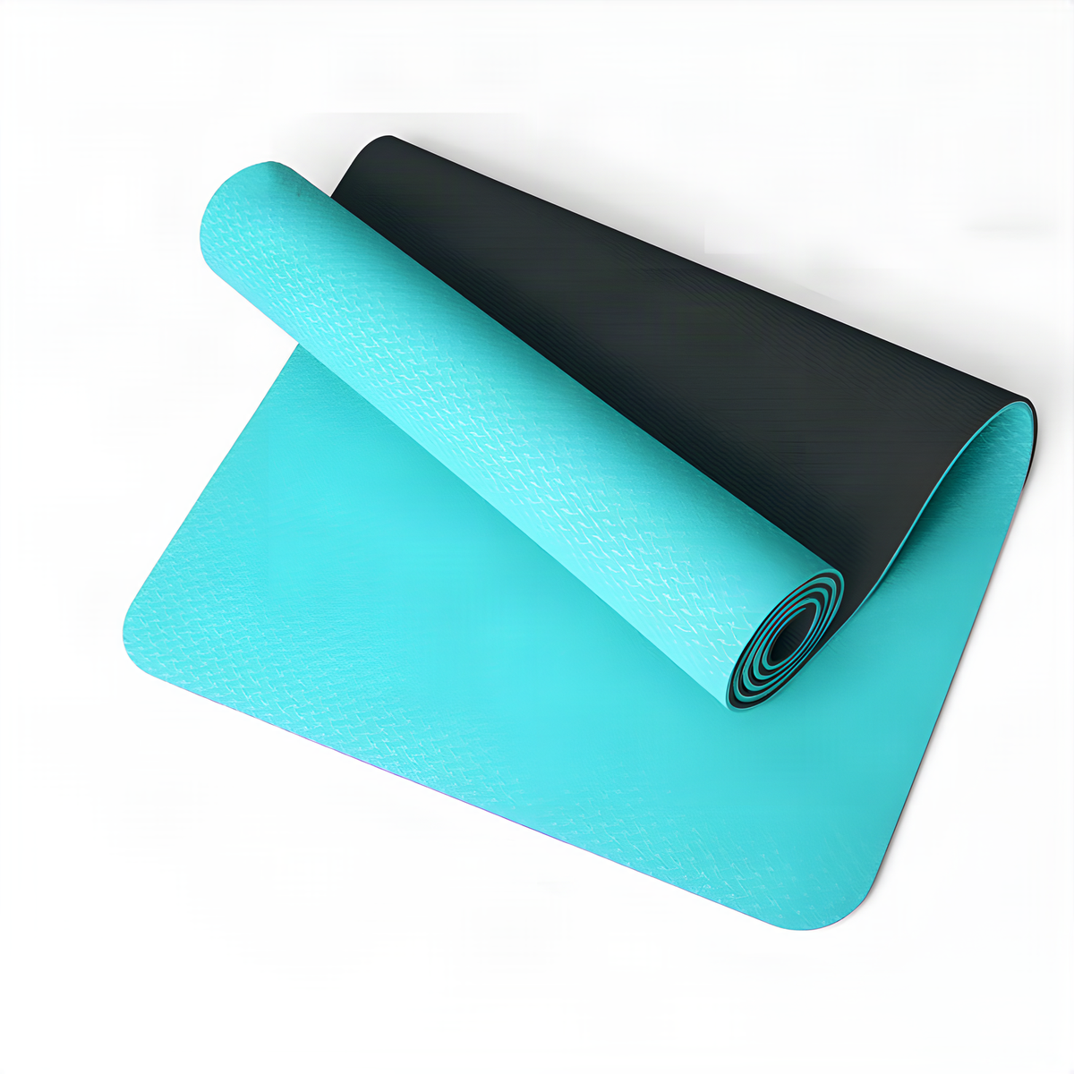 Two-Tone TPE Yoga Mat with Textured Surface and Roll-Up Design