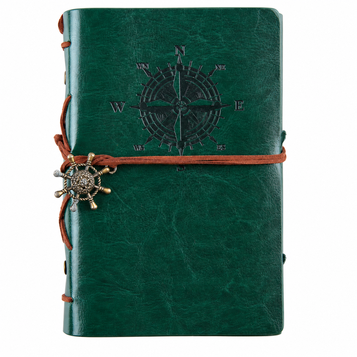 Compass Loose-Leaf Travel Journal with Tie and Wheel Charm