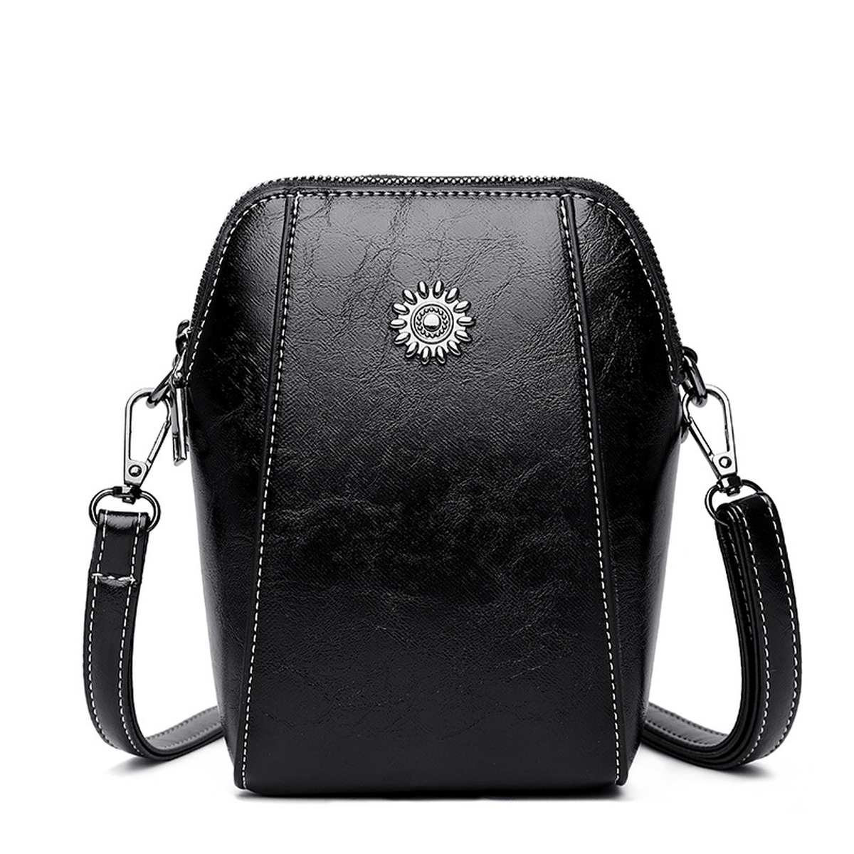 Compact Vertical Phone Crossbody Bag with Zip and Inner Pocket