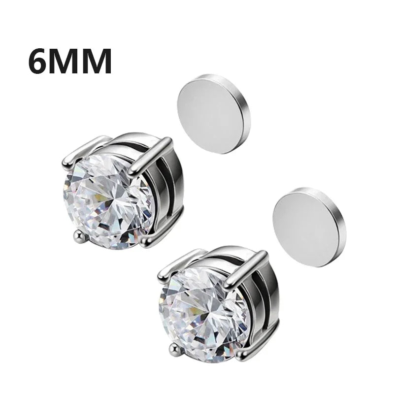 Magnetic Clip-On Zircon Stud Earrings – No Piercing Required