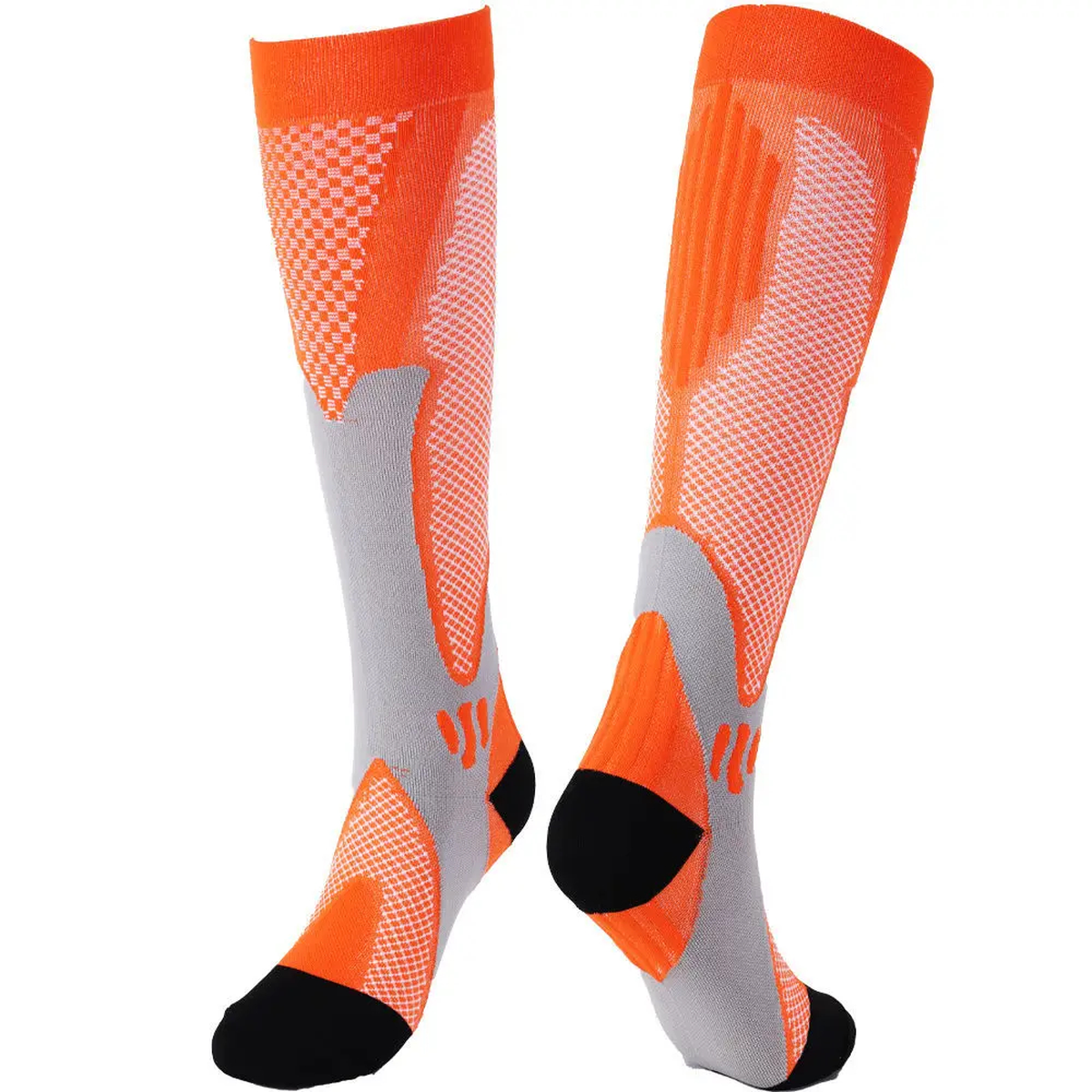 Knee-High Sports Compression Socks with Contrast Knit Panels