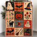 Illustrated Woven Throw Blanket with Fringe, 130 x 160 cm