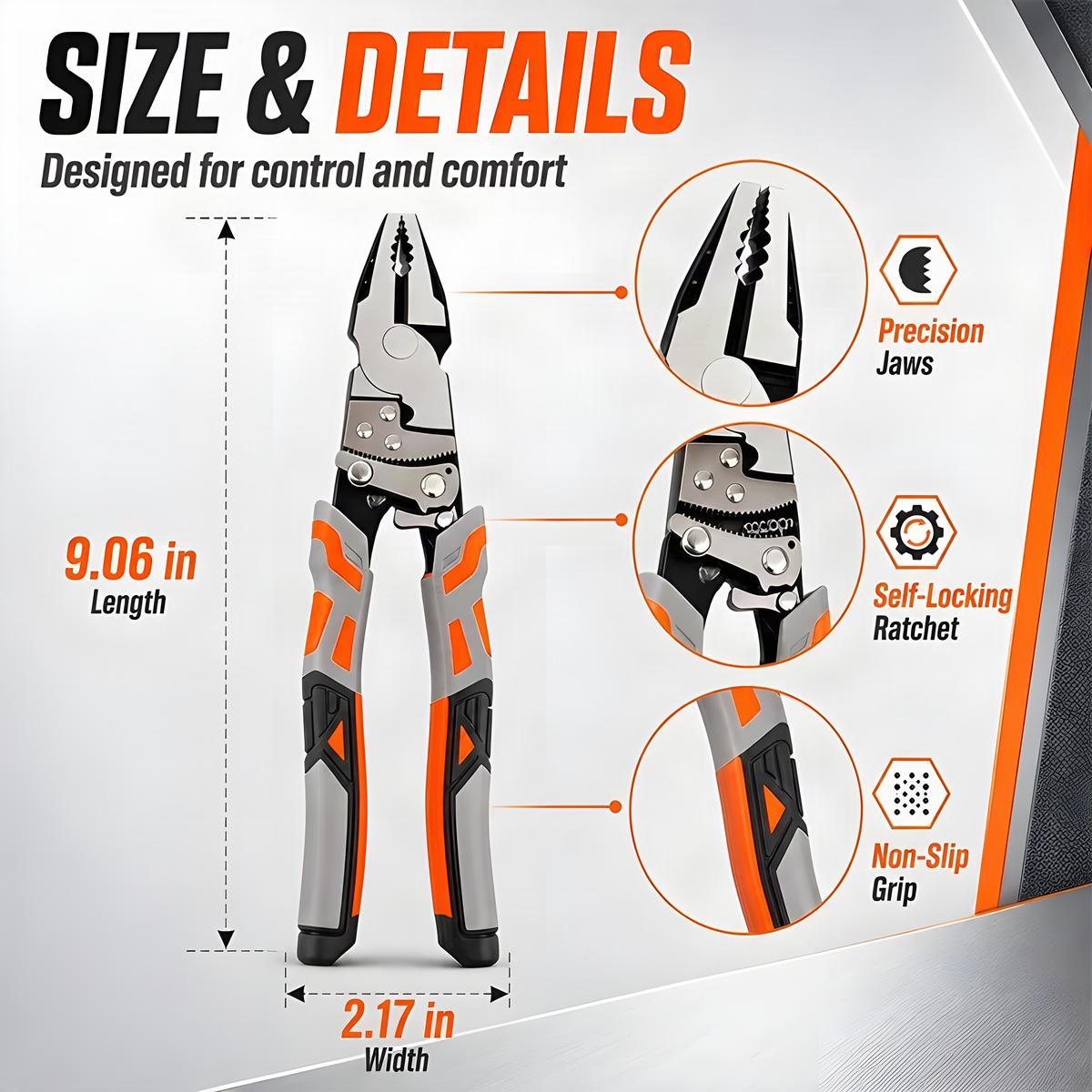 4-in-1 Ratchet Locking Pliers with 33 mm Jaw Opening, 9-Inch