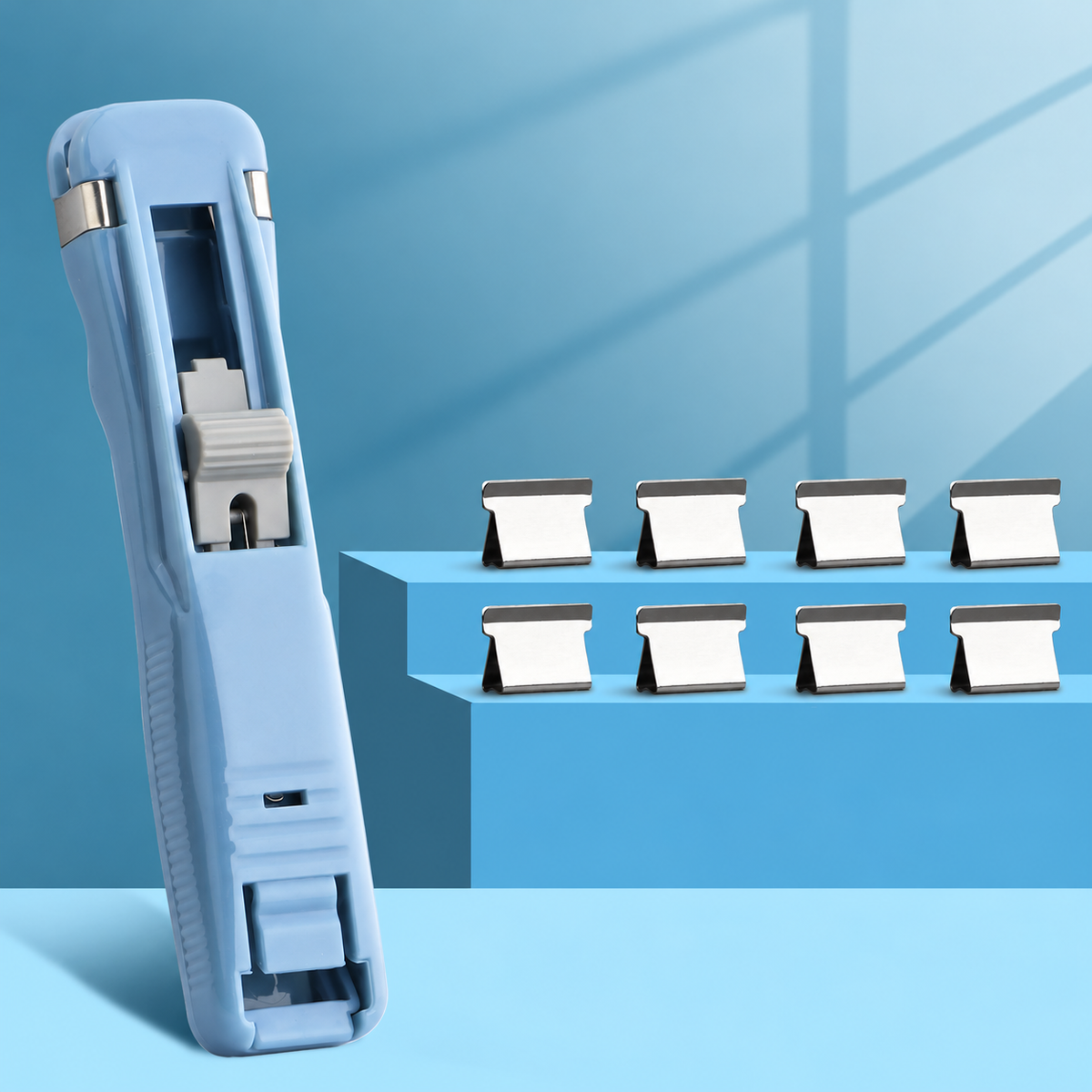 Reusable Paper Clip Dispenser and Separate Clip Refill Packs