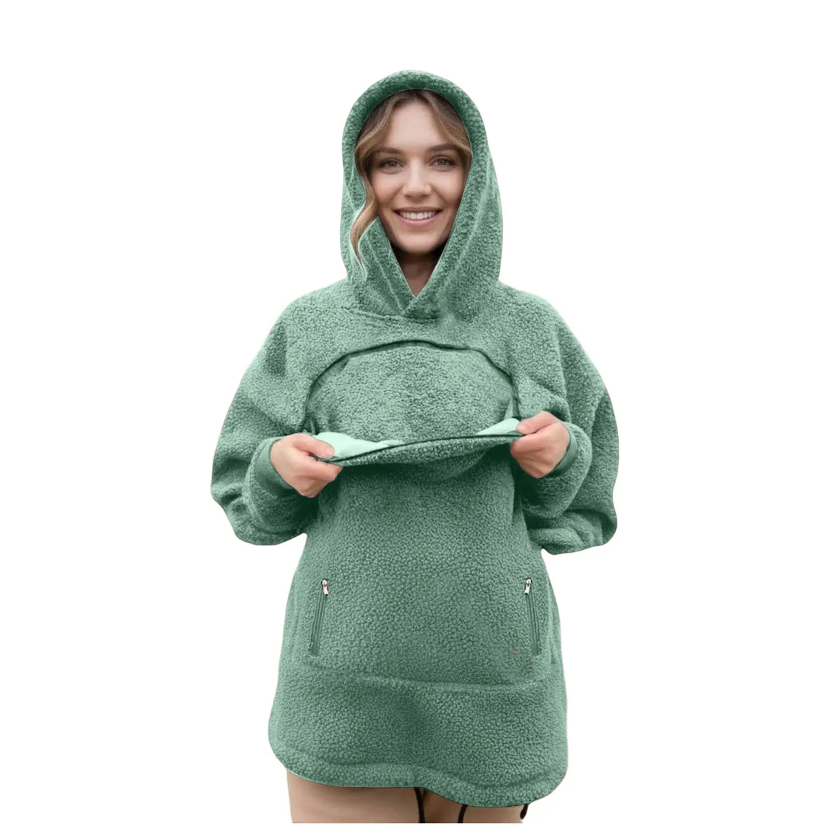 Fleece Pet Pouch Hoodie with Front Pocket for Cats & Small Dogs