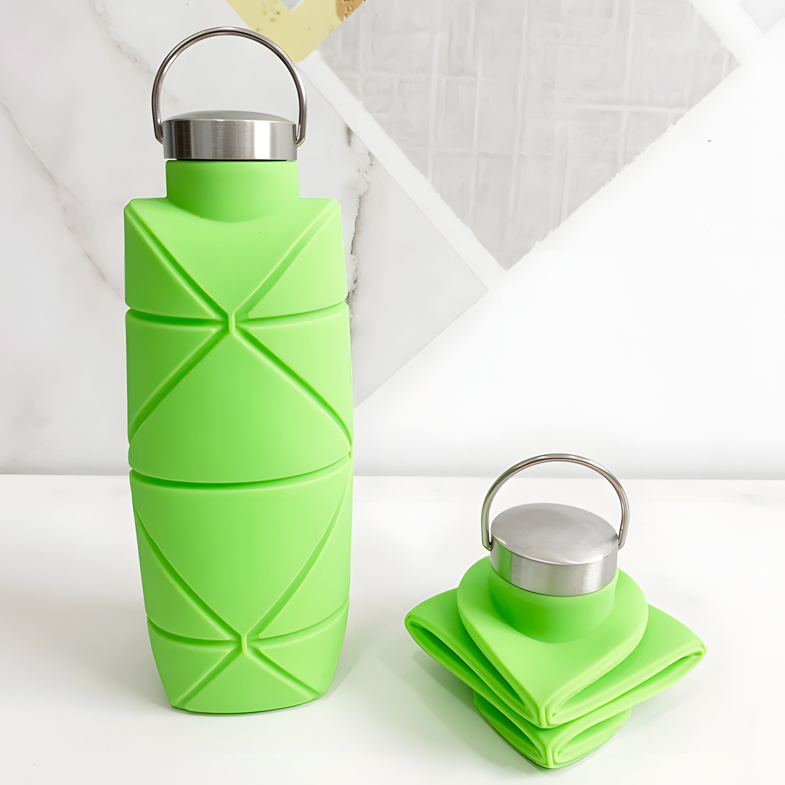 750ml Foldable Silicone Water Bottle Diamond Grip 8 Colors