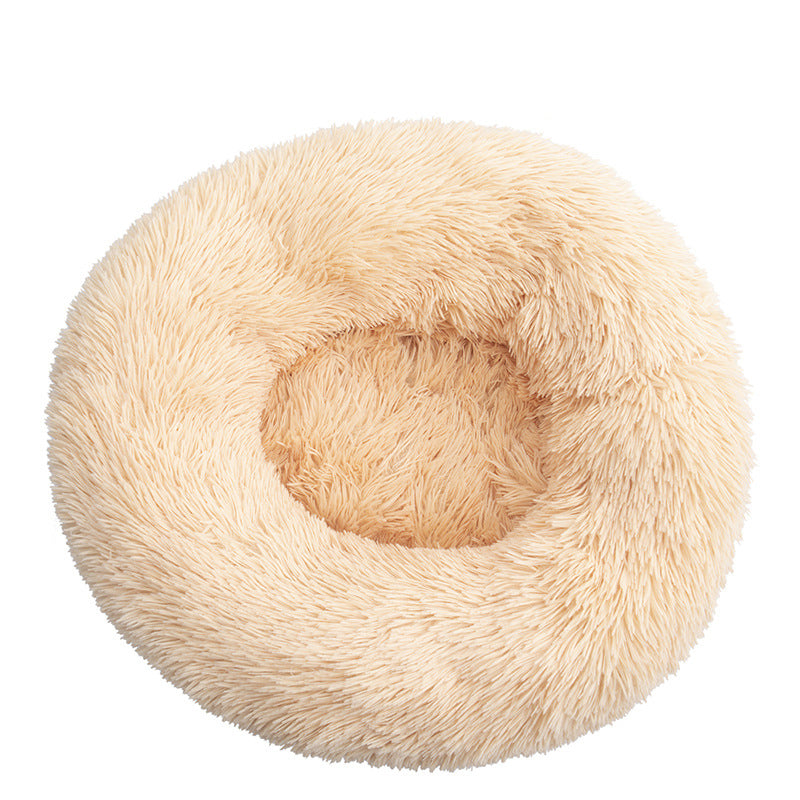 Donut Pet Bed with Raised Rim — Soft Plush for Cats & Dogs