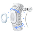 Diagram of a shower head with water flow arrows on a white background