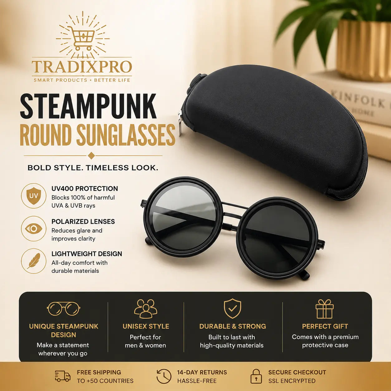 Adjustable Dimming Polarized Sunglasses with ND9 UV400 Protection