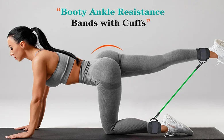 Ankle Resistance Bands Set of 6 - Color-Coded Levels for Leg & Glute Training - TradixPro