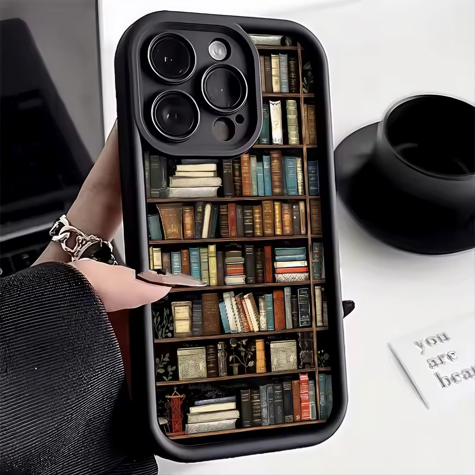 Bookshelf Design Silicone iPhone Case - Soft Matte Shockproof Cover - TradixPro