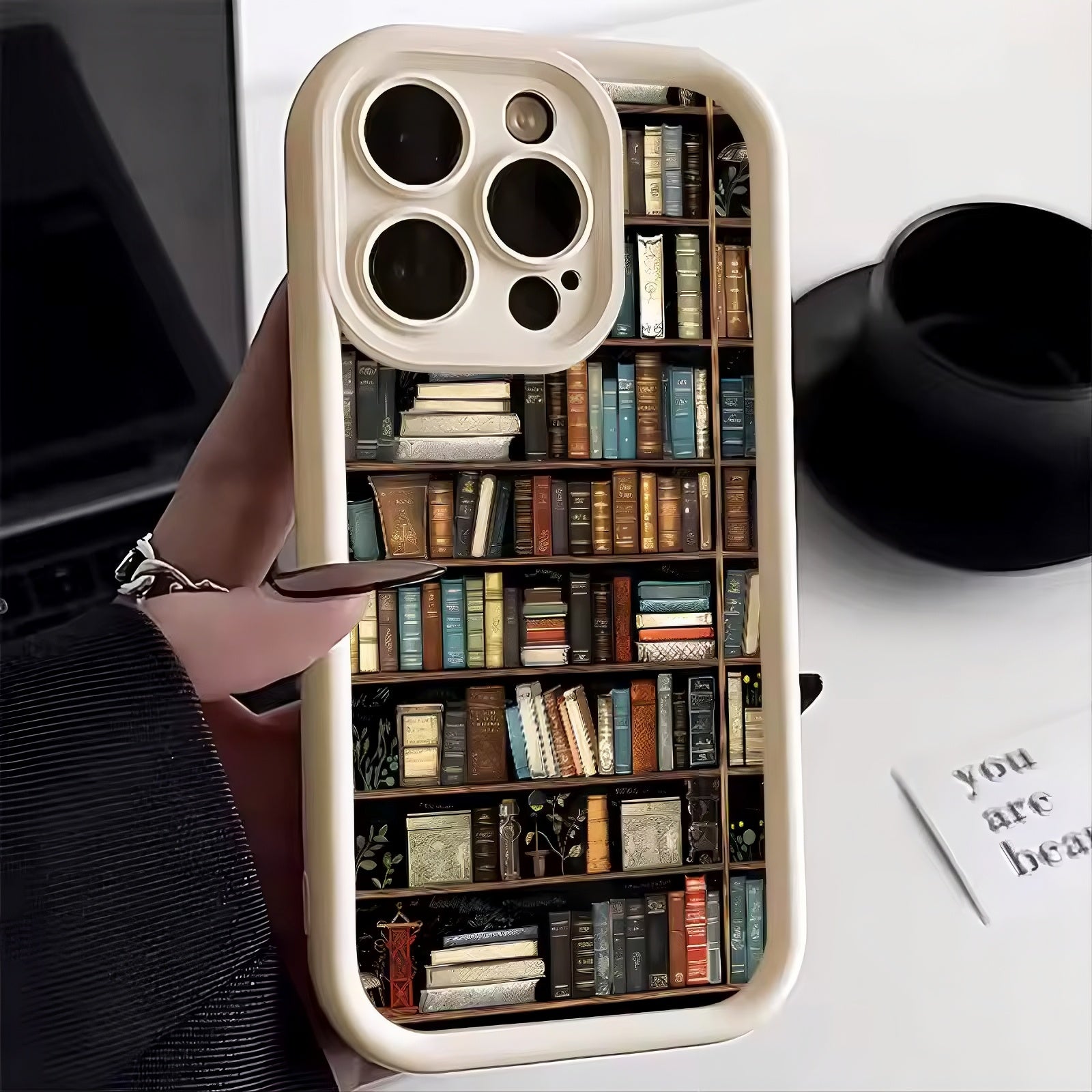 Bookshelf Design Silicone iPhone Case - Soft Matte Shockproof Cover - TradixPro