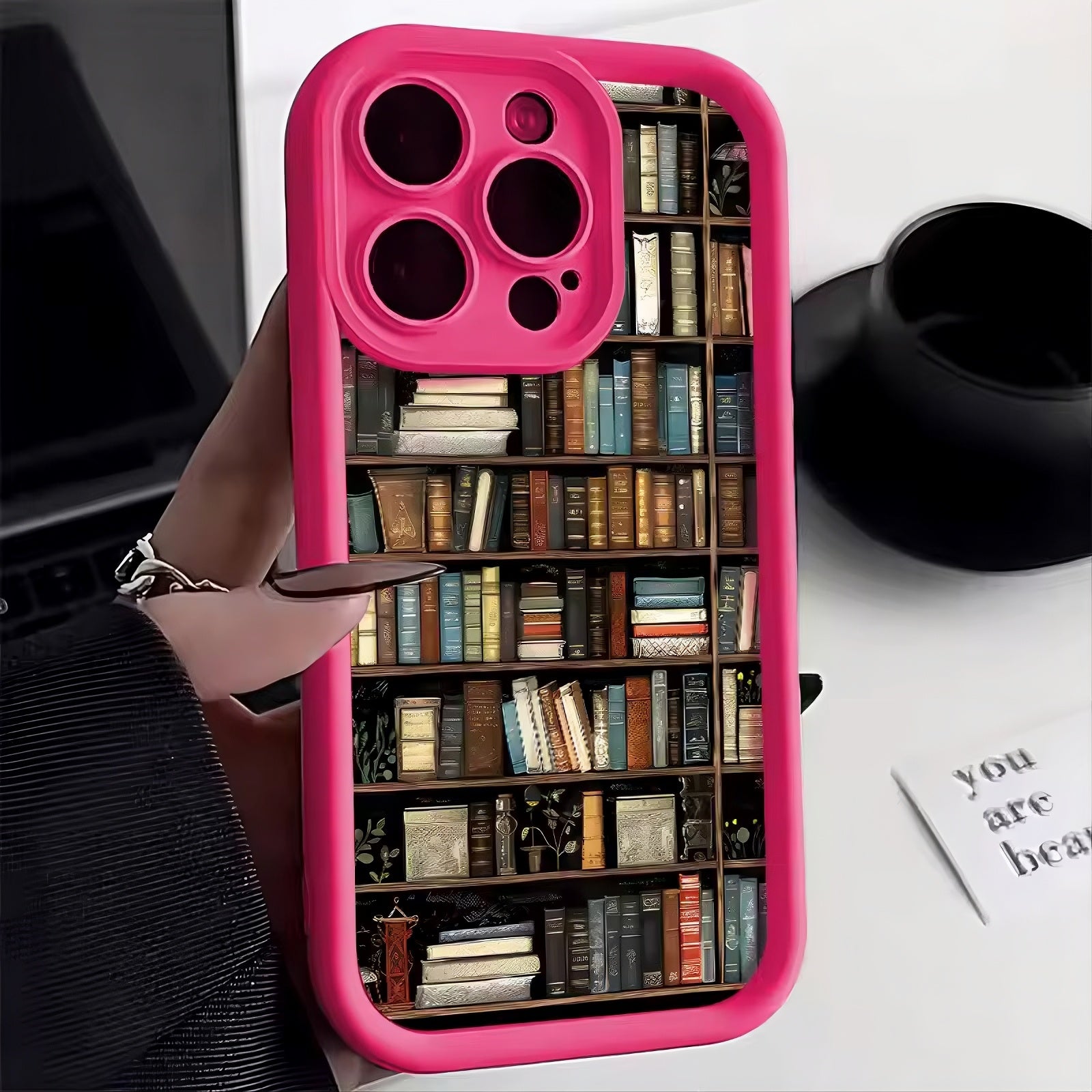 Bookshelf Design Silicone iPhone Case - Soft Matte Shockproof Cover - TradixPro