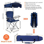 Camping Chair with Canopy - UPF 50+ Sunshade Folding Beach Chair - TradixPro