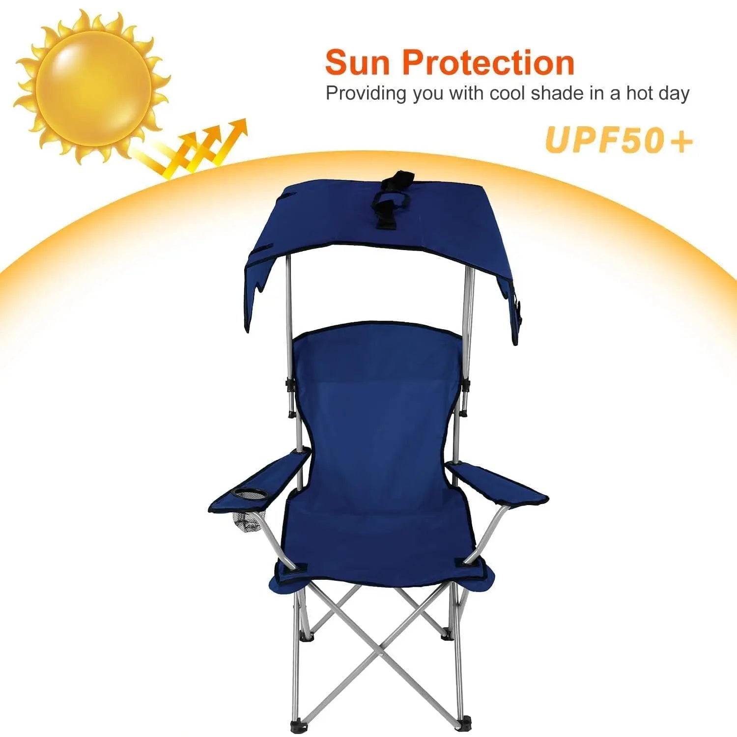 Camping Chair with Canopy - UPF 50+ Sunshade Folding Beach Chair - TradixPro