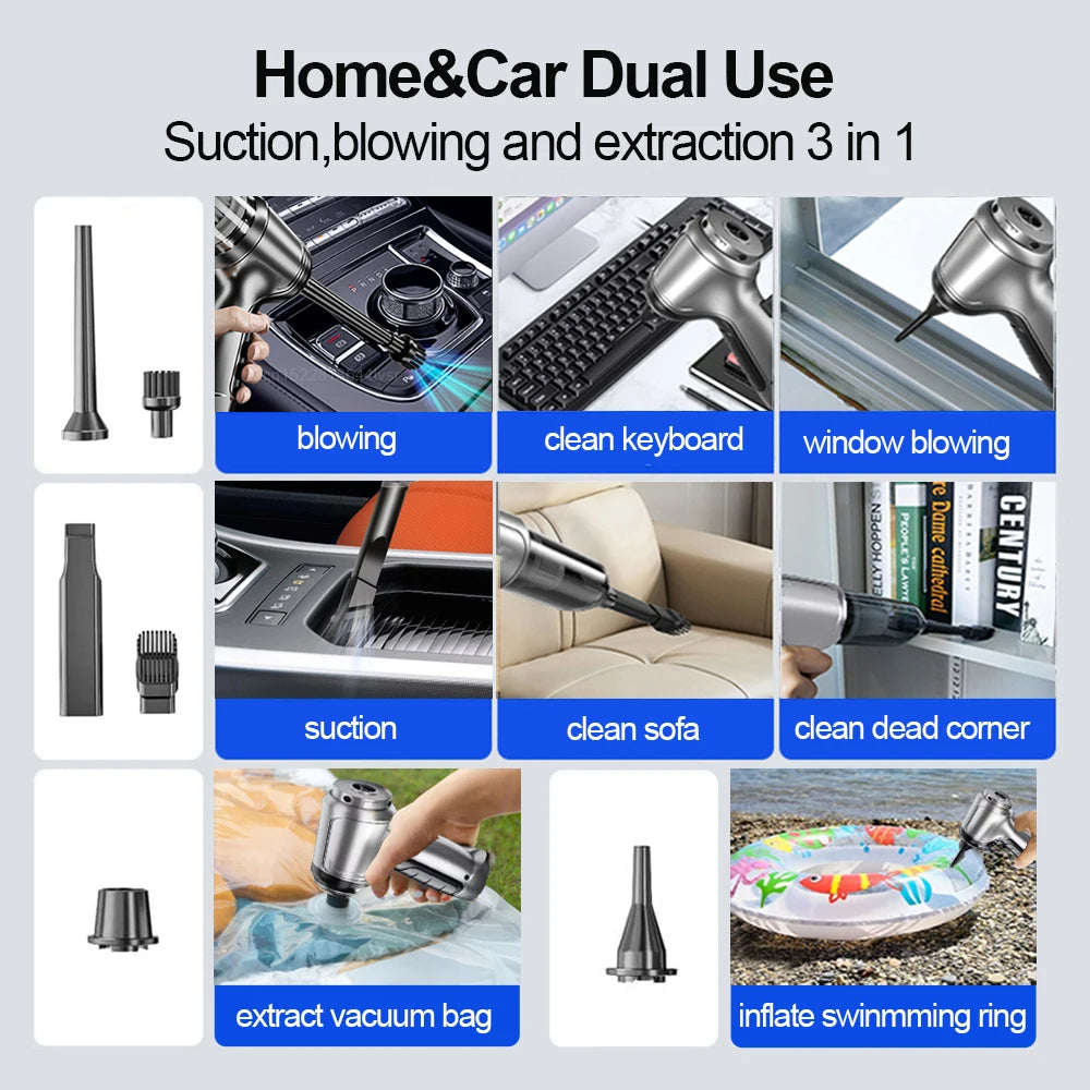 Car Vacuum Cleaner & Blower 2-in-1 Wireless 95000PA Handheld - TradixPro