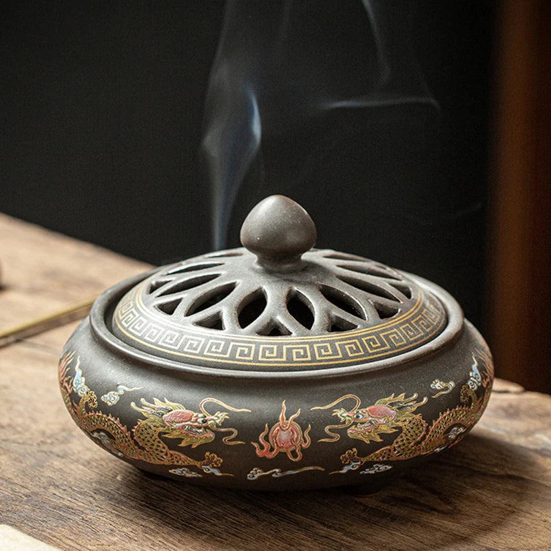 Ceramic Enamel Lotus Incense Burner - TradixPro