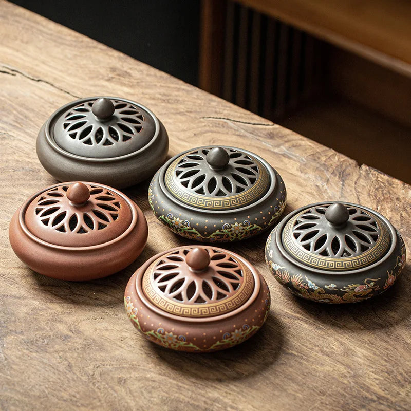 Ceramic Enamel Lotus Incense Burner - TradixPro