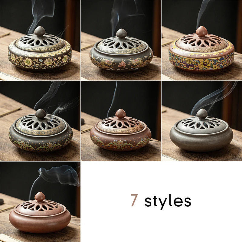 Ceramic Enamel Lotus Incense Burner - TradixPro