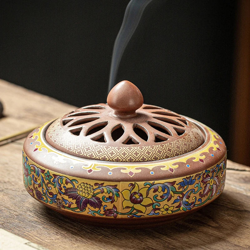 Ceramic Enamel Lotus Incense Burner - TradixPro