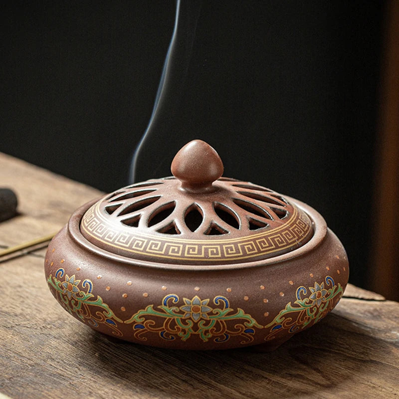 Ceramic Enamel Lotus Incense Burner - TradixPro