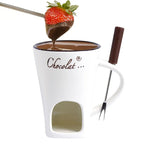 Ceramic Fondue Mug 130ML - Chocolate & Cheese Melting Cup with Candle - TradixPro