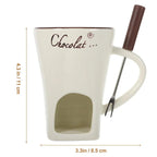 Ceramic Fondue Mug 130ML - Chocolate & Cheese Melting Cup with Candle - TradixPro