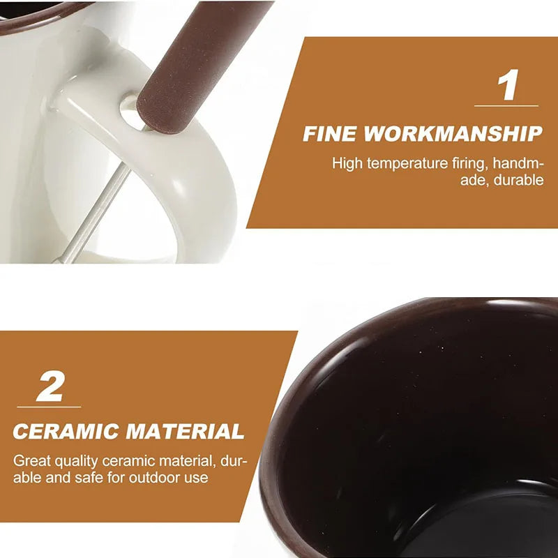 Ceramic Fondue Mug 130ML - Chocolate & Cheese Melting Cup with Candle - TradixPro