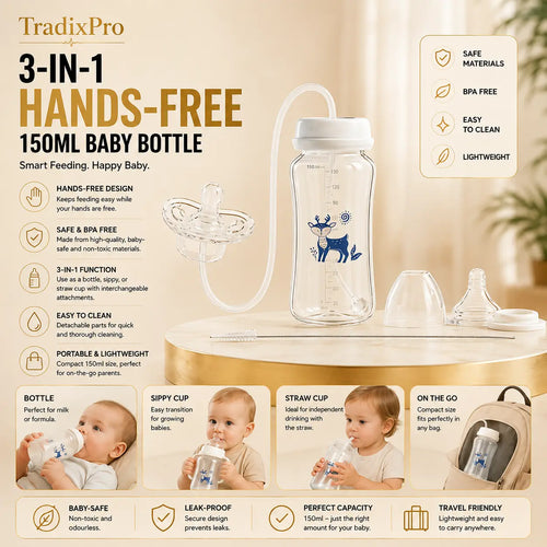 Wide-Neck Baby Bottle with Gravity Ball, 150ml, BPA-Free PP