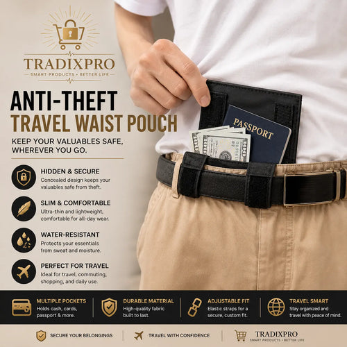 Anti-Theft Travel Waist Pouch RFID Blocking Hidden Belt