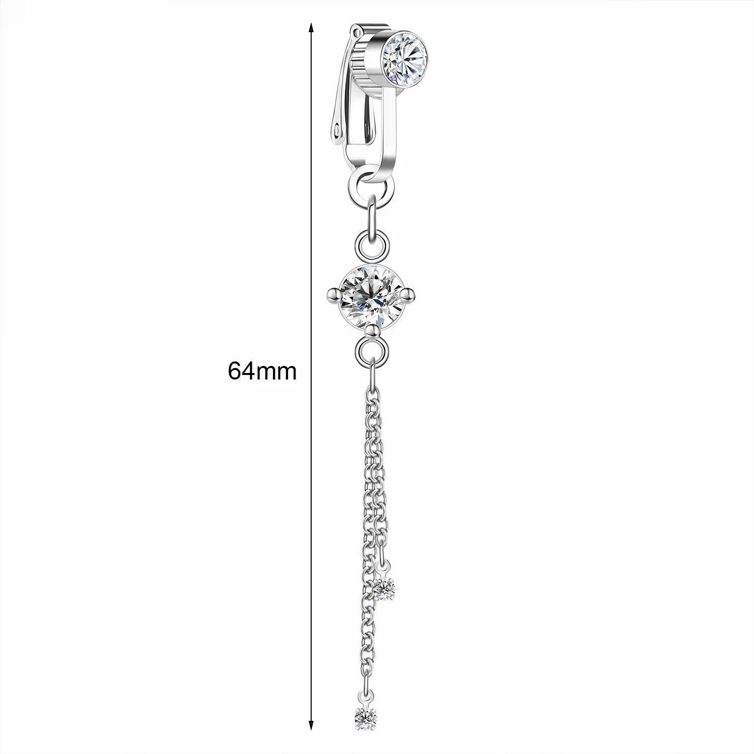 Clip-On Belly Button Piercing CZ Crystal - No-Pain Fake Navel Ring 10 Styles - TradixPro