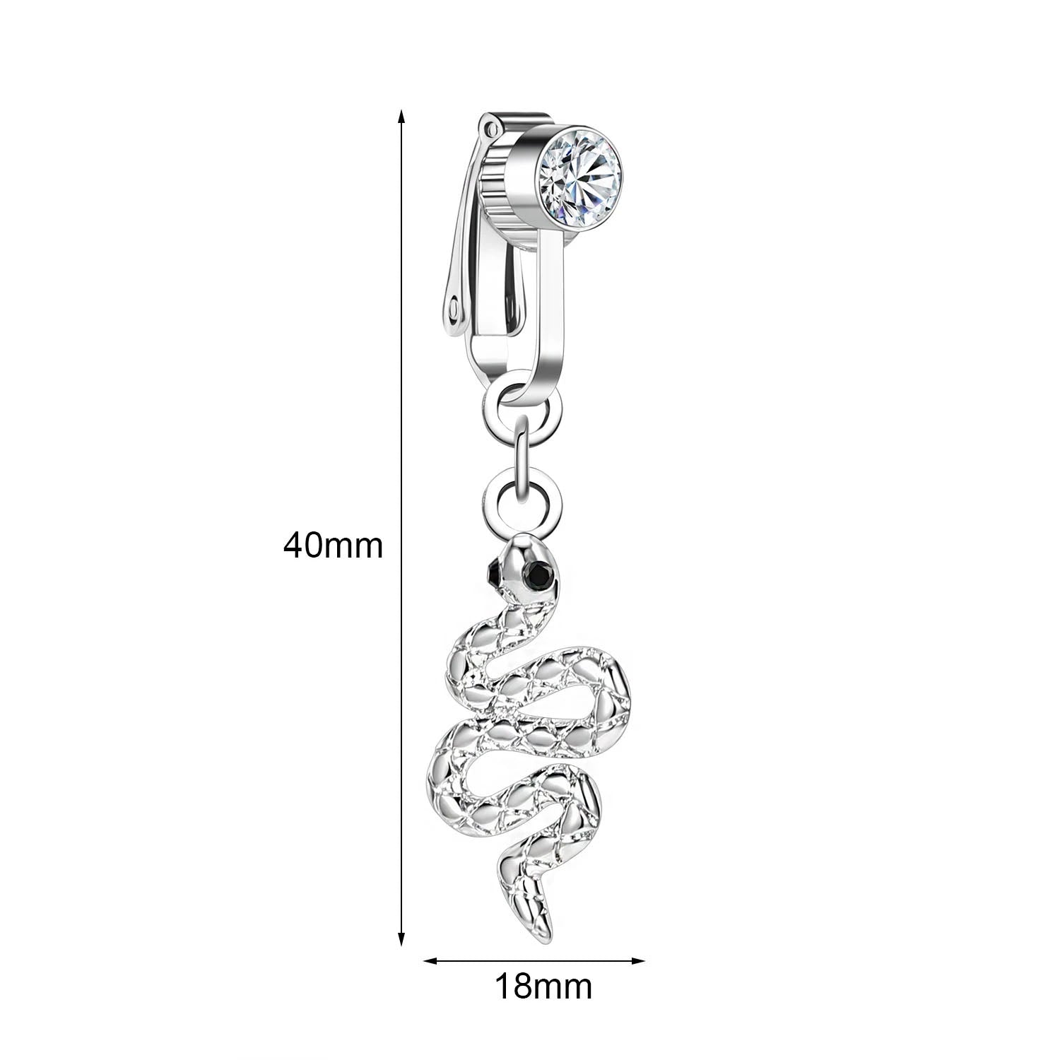 Clip-On Belly Button Piercing CZ Crystal - No-Pain Fake Navel Ring 10 Styles - TradixPro