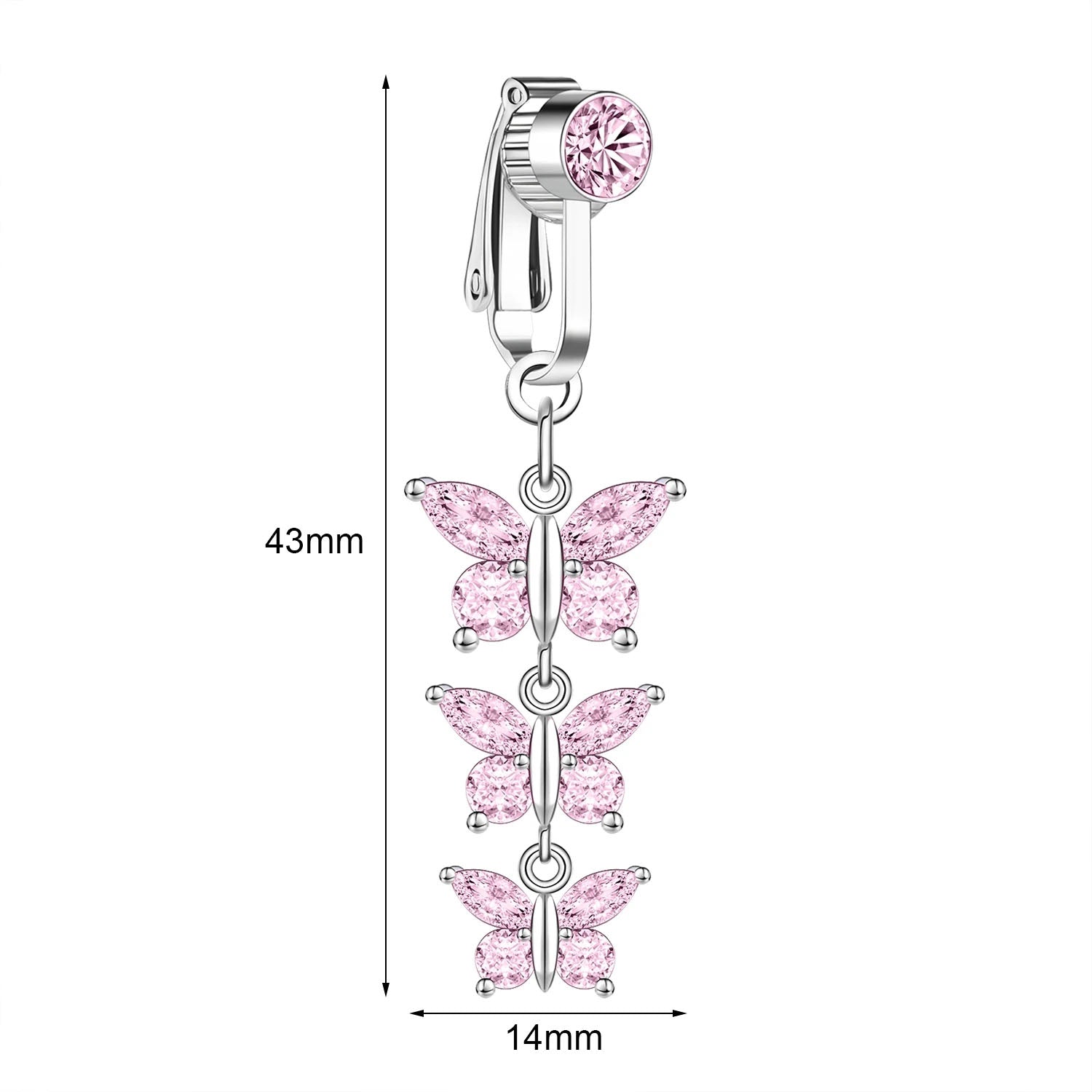 Clip-On Belly Button Piercing CZ Crystal - No-Pain Fake Navel Ring 10 Styles - TradixPro