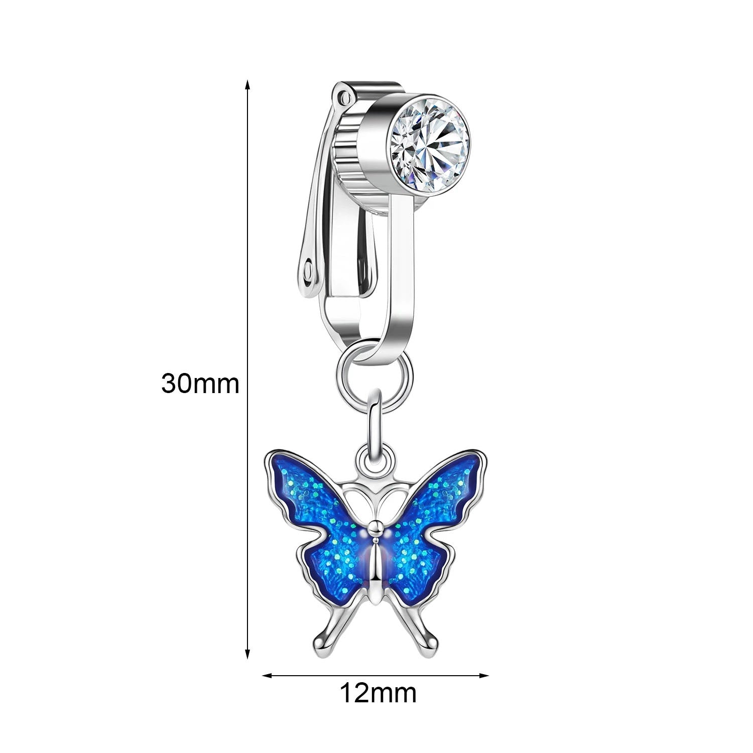 Clip-On Belly Button Piercing CZ Crystal - No-Pain Fake Navel Ring 10 Styles - TradixPro