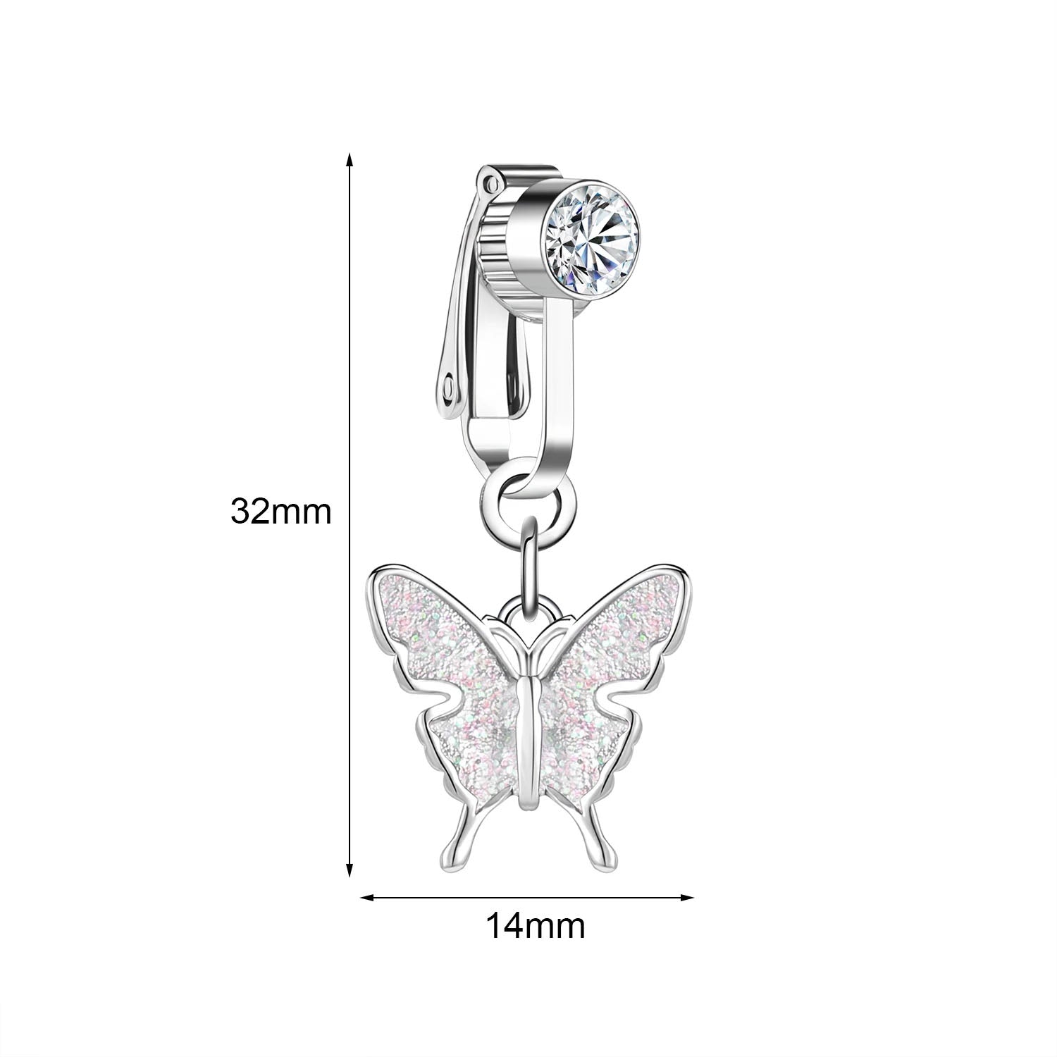 Clip-On Belly Button Piercing CZ Crystal - No-Pain Fake Navel Ring 10 Styles - TradixPro