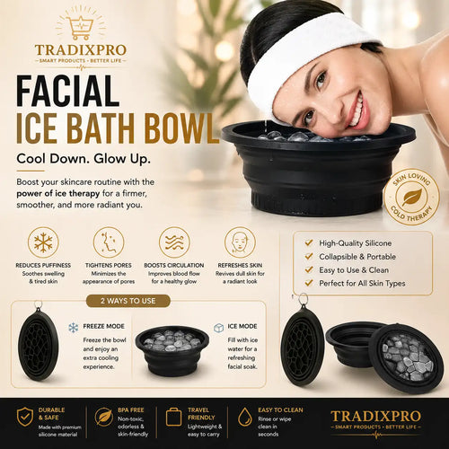 Collapsible Facial Ice Bath Bowl with Built-In Ice Tray