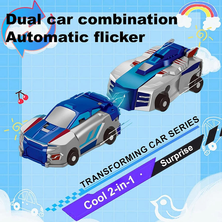 Collision Transforming Dinosaur Car Toy - 2-in-1 Magnetic Race Car Set - TradixPro