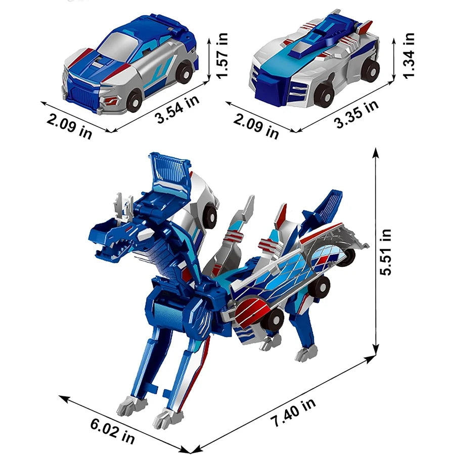 Collision Transforming Dinosaur Car Toy - 2-in-1 Magnetic Race Car Set - TradixPro