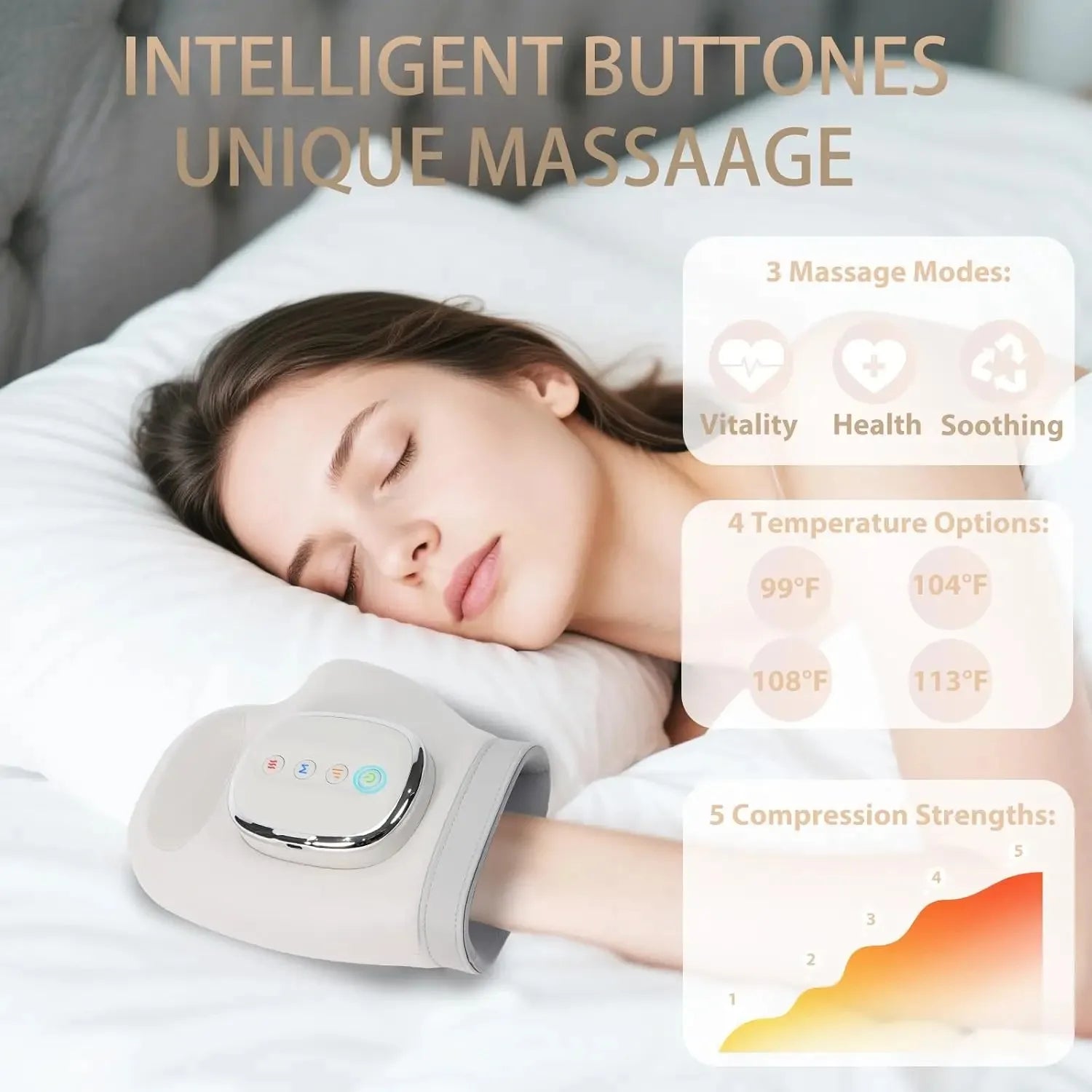 Cordless Hand Massager with Heat - Air Compression | Rechargeable USB-C - TradixPro