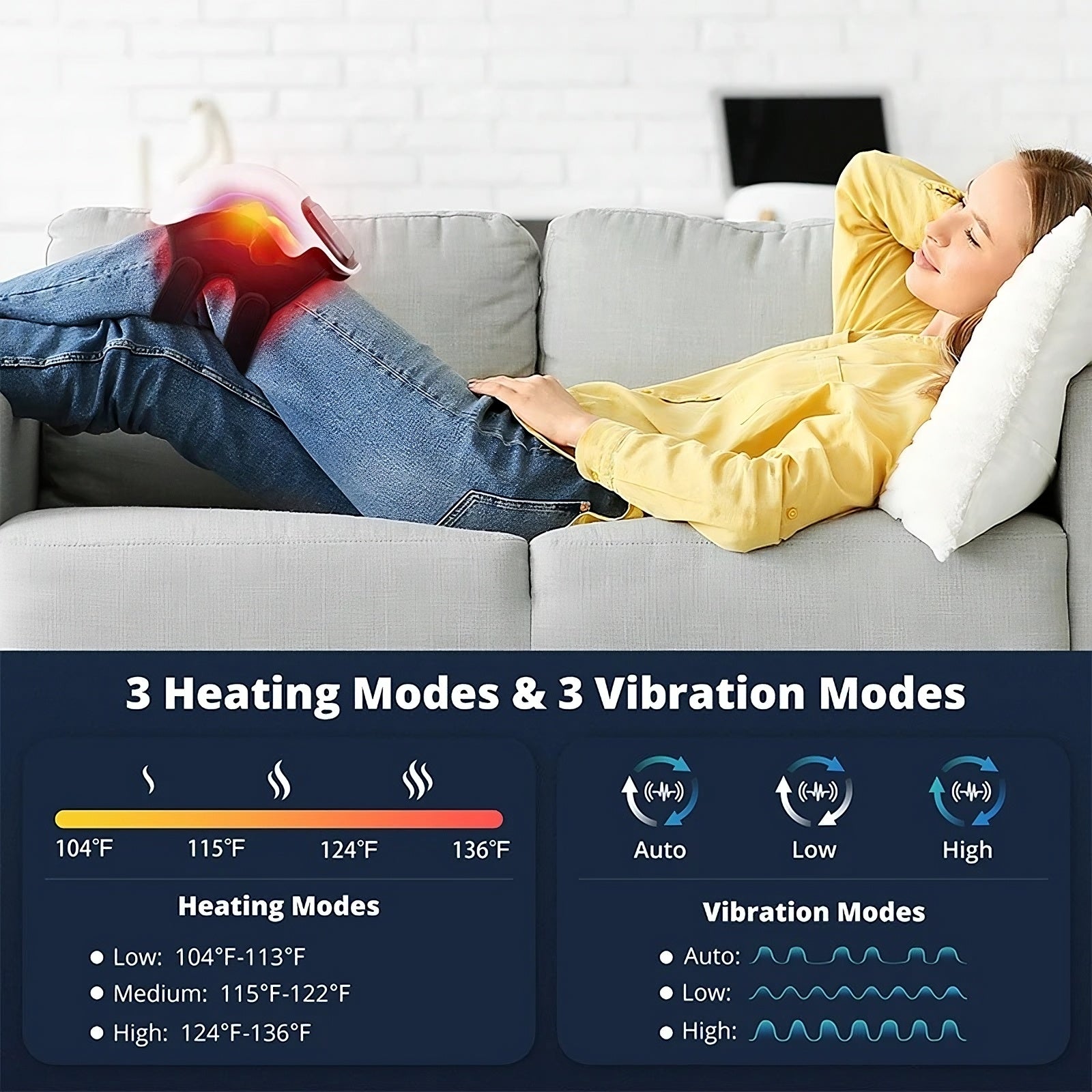 Cordless Knee Massager with Heat & Red Light Therapy | Rechargeable - TradixPro