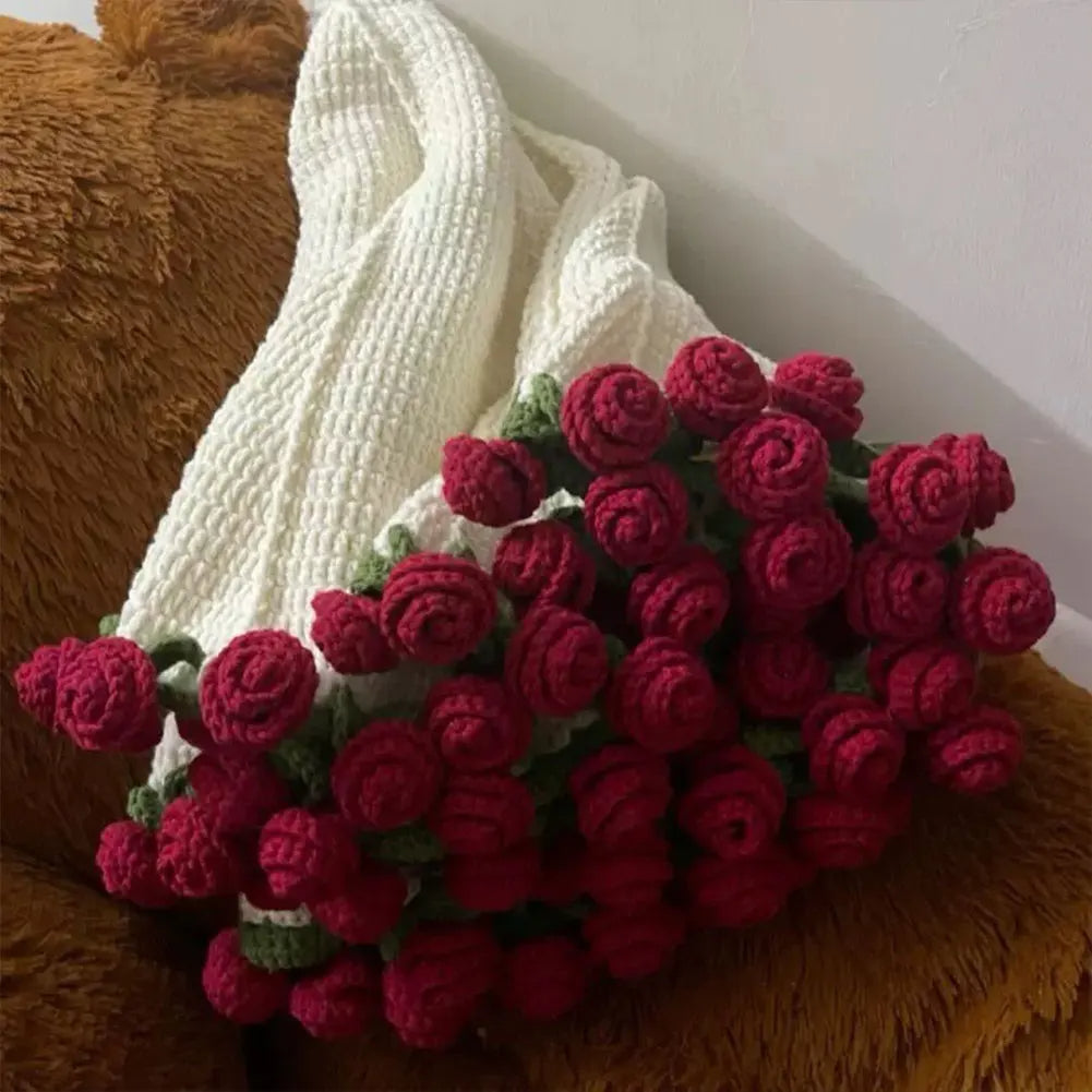 Crochet Rose Bouquet Blanket - Handmade Flower Throw Blanket - TradixPro