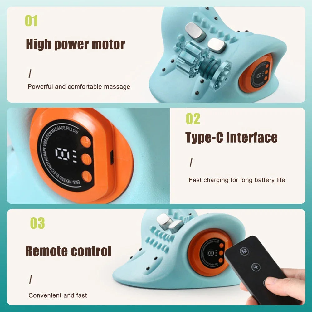 EMS Neck Relaxation Massager - 6-Speed Heat & Vibration for Comfort - TradixPro