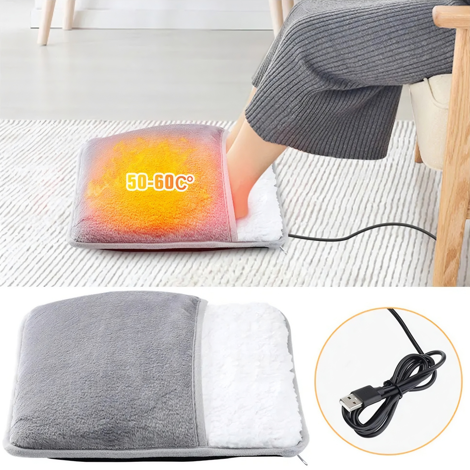 Electric Foot Warmer Heating Pad - 6 Heat Settings | Auto Shut-Off Timer - TradixPro